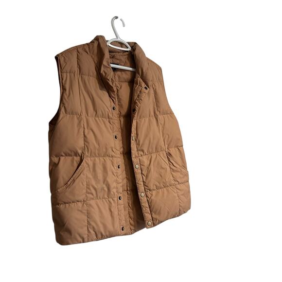 Lands’ End Down Puffer Vest Men’s Large – Tan Snap Button Lightweight - Picture 3 of 16